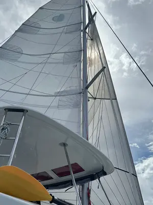 Deck of Fantasy, a Lagoon 450 Sport catamaran at Općina Rogoznica, Croatia