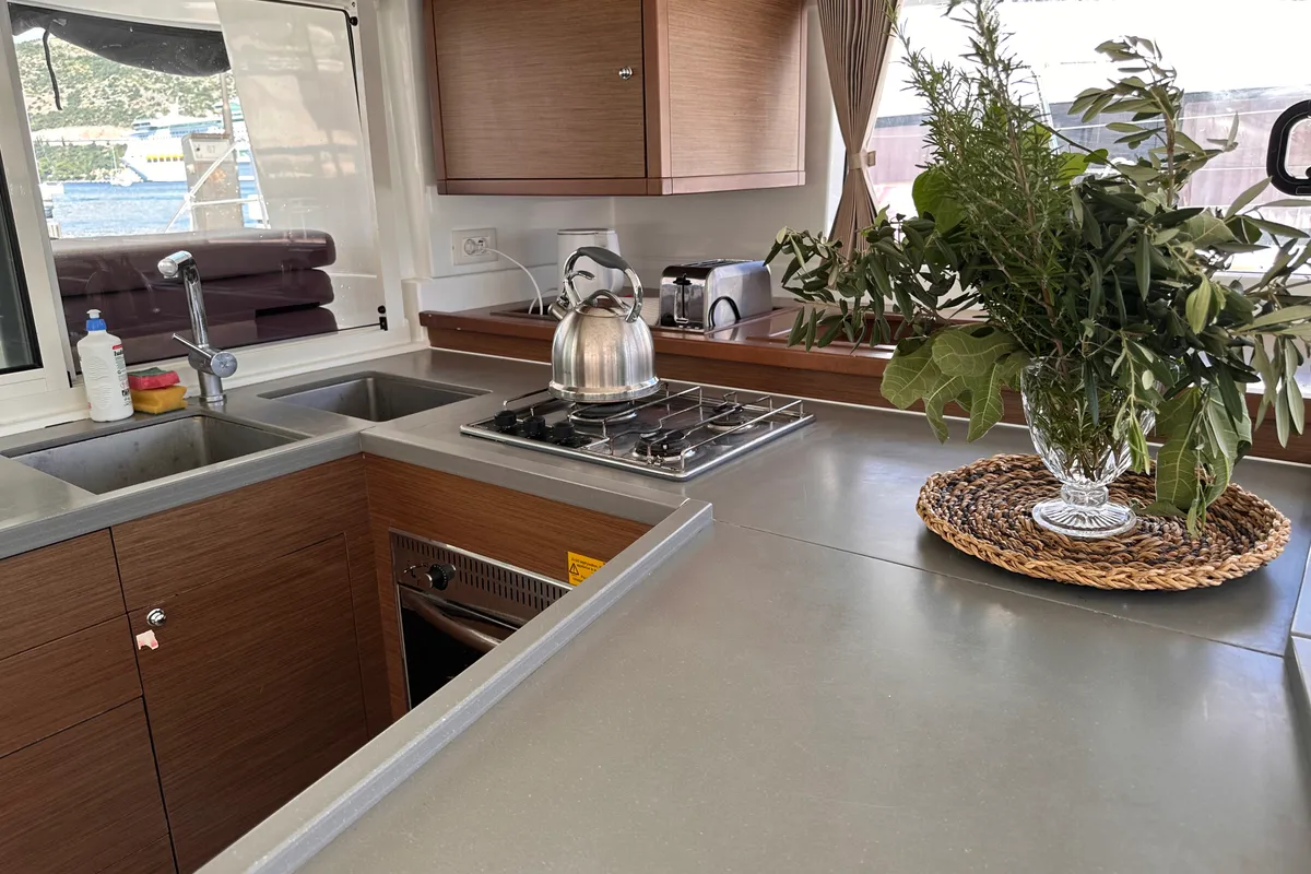 Galley of Fantasy, a Lagoon 450 Sport catamaran at Općina Rogoznica, Croatia