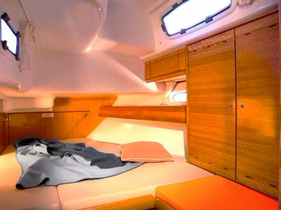 Cabin on Melodia, a Bavaria 50 Cruiser sailboat at Horta, Portugal