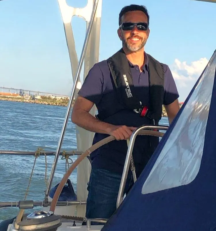 Cockpit of Melodia, a Bavaria 50 Cruiser sailboat at Horta, Portugal