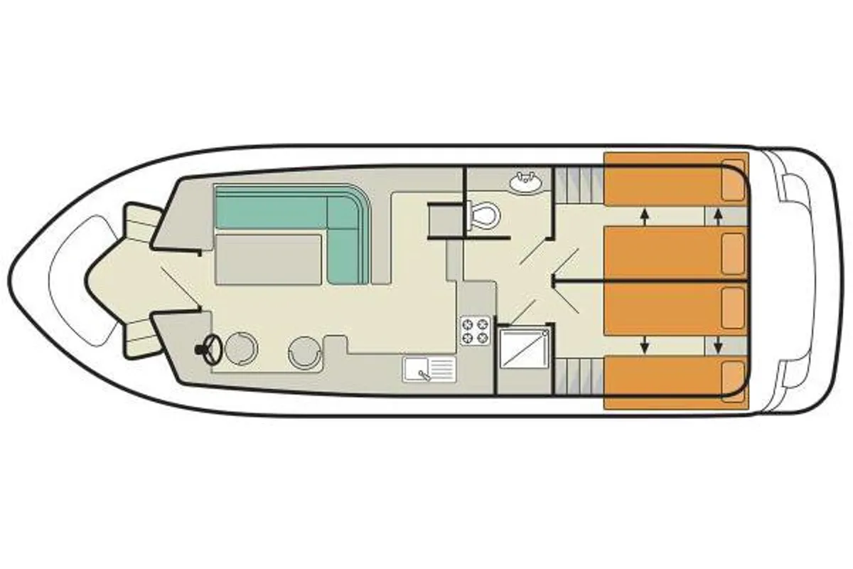 Floor plan of Tango, a Cygnet Tango motorboat at Decize, France