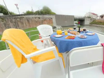 Deck of Tango, a Cygnet Tango motorboat at Decize, France