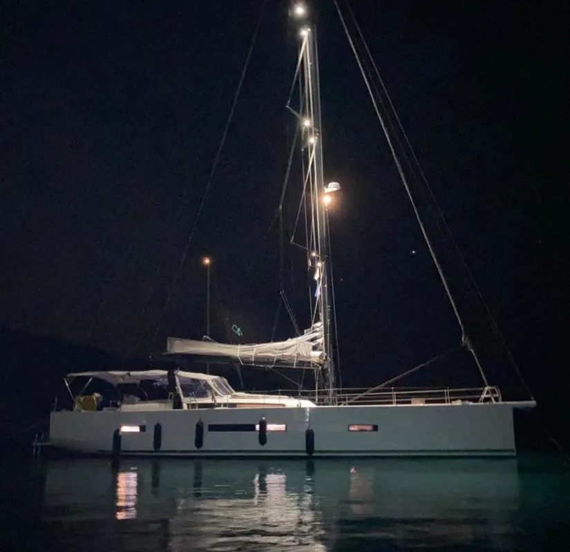 Exterior view of Bahia Feliz V, a Dufour Exclusive 63 sailboat at Primošten, Croatia