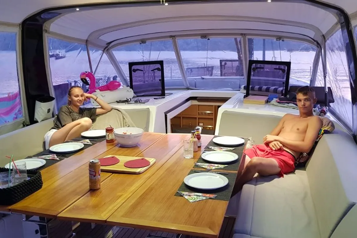 Deck of Bahia Feliz V, a Dufour Exclusive 63 sailboat at Primošten, Croatia