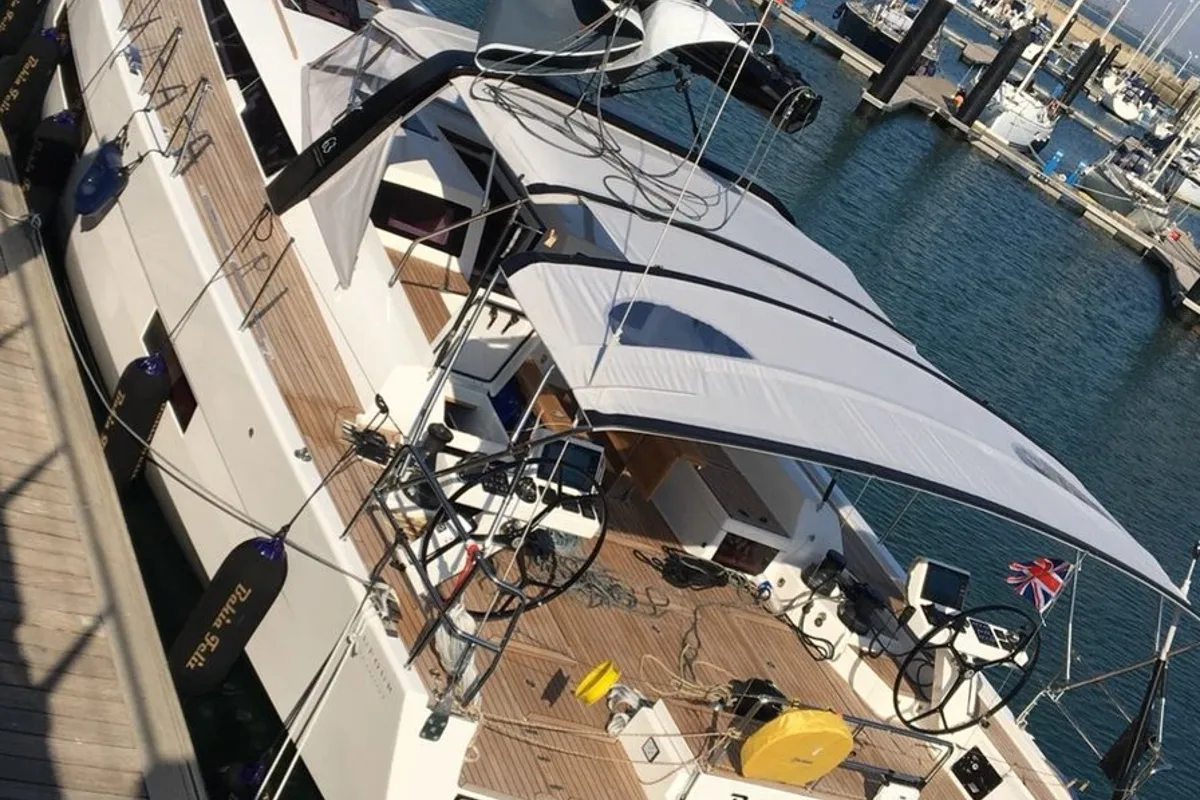 Deck of Bahia Feliz V, a Dufour Exclusive 63 sailboat at Primošten, Croatia