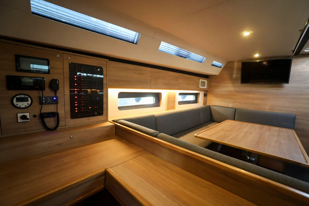 Salon of Luna Blu, a D&D Kufner 50 sailboat at Salerno, Italy