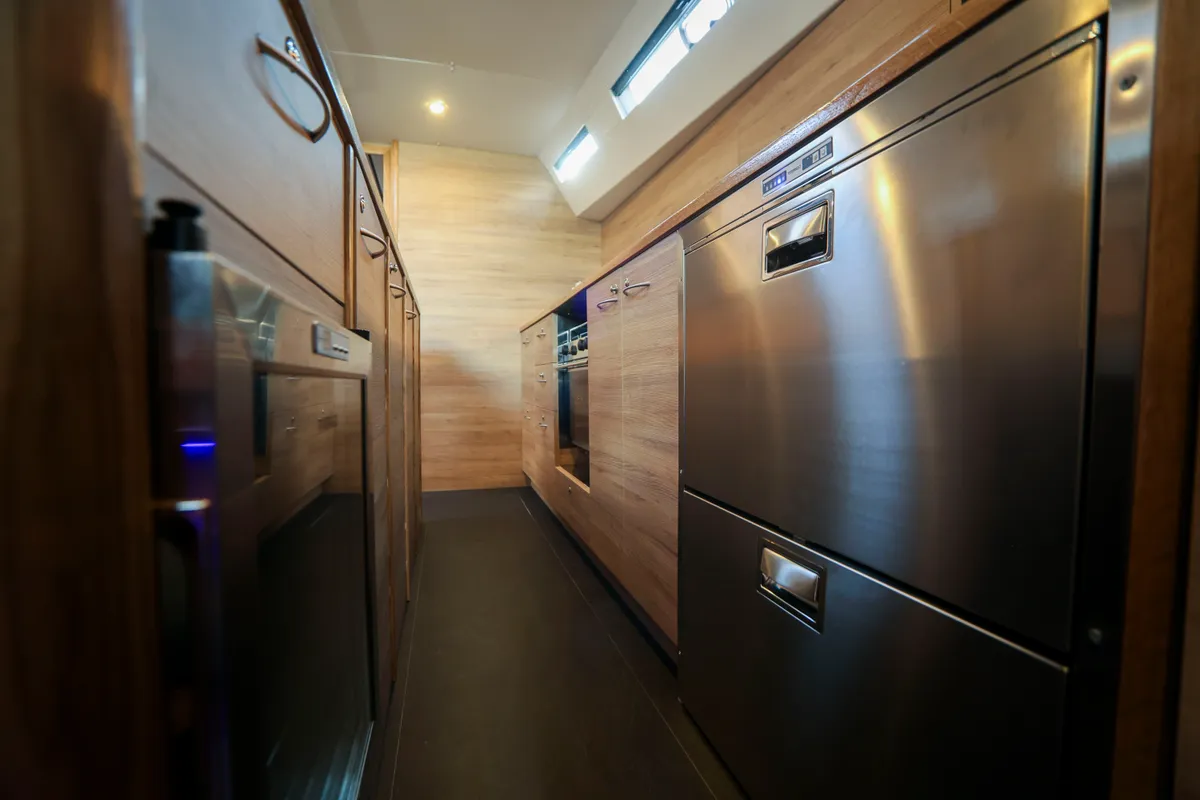 Galley of Luna Blu, a D&D Kufner 50 sailboat at Salerno, Italy