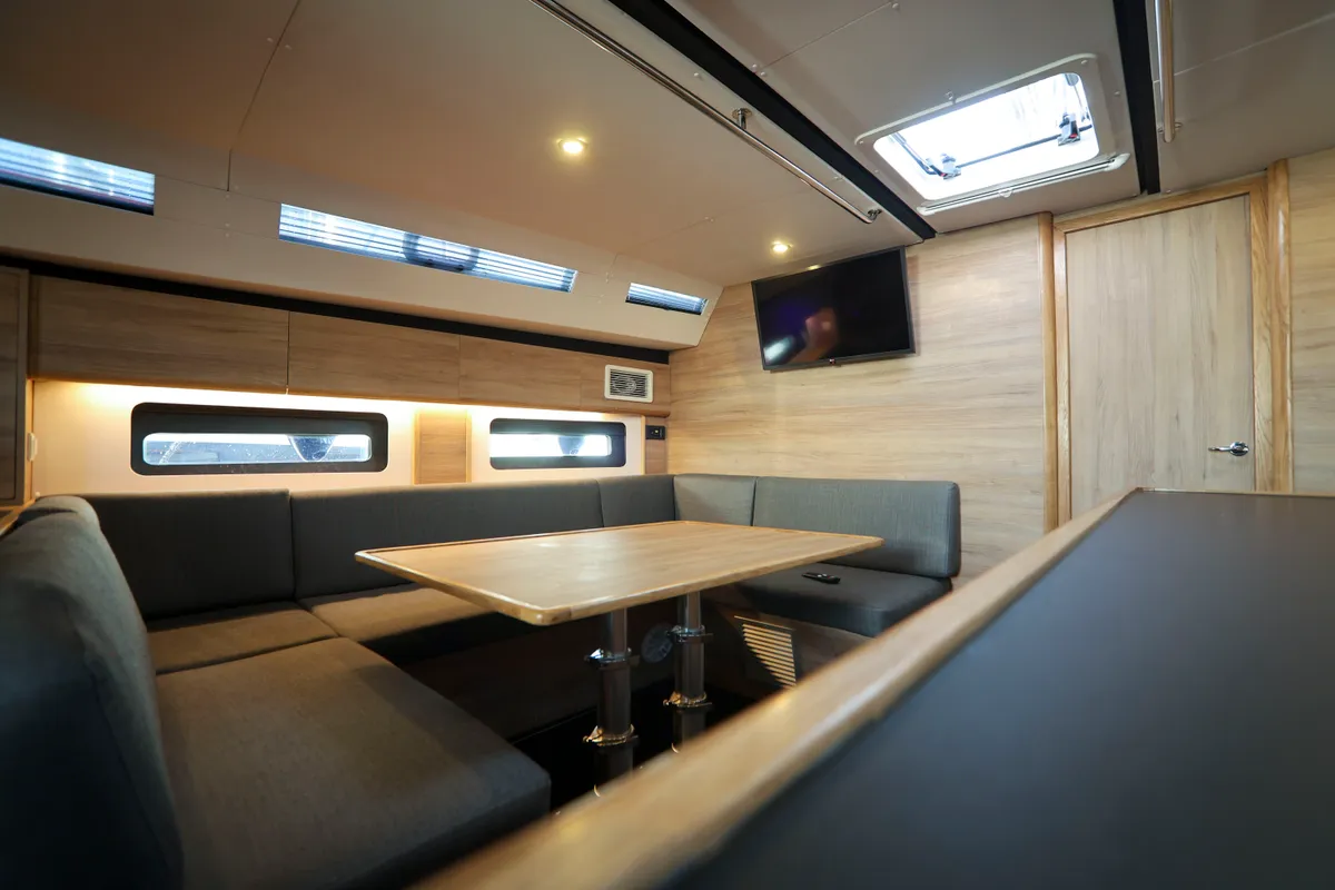 Salon of Luna Blu, a D&D Kufner 50 sailboat at Salerno, Italy