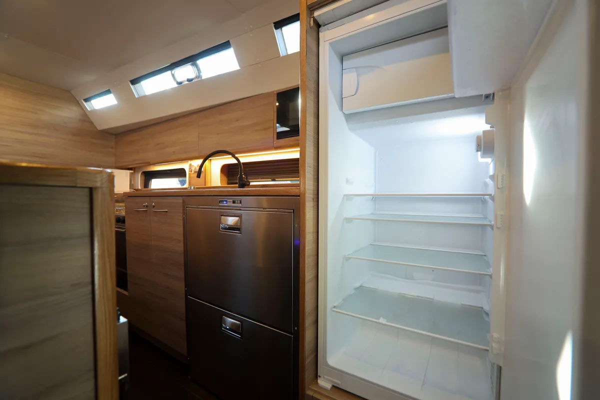 Galley of Luna Blu, a D&D Kufner 50 sailboat at Salerno, Italy