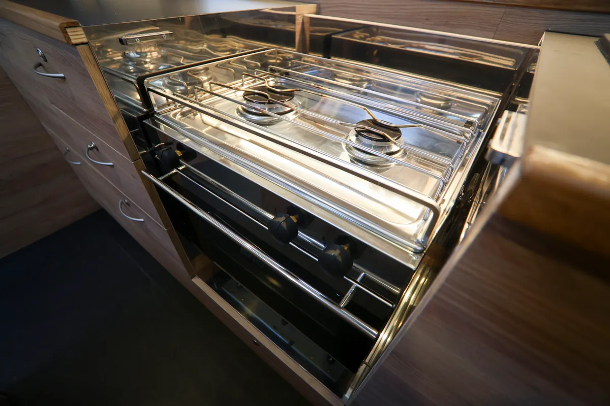 Galley of Luna Blu, a D&D Kufner 50 sailboat at Salerno, Italy
