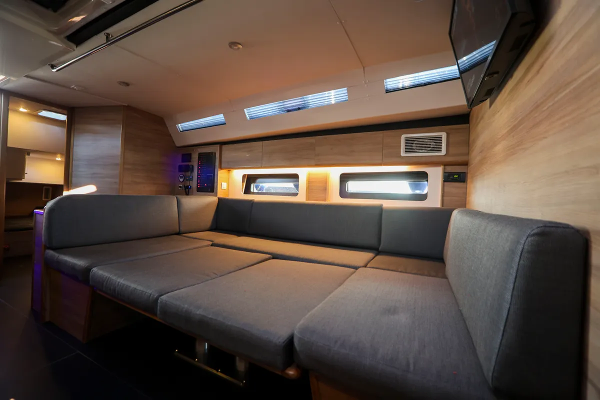Salon of Luna Blu, a D&D Kufner 50 sailboat at Salerno, Italy