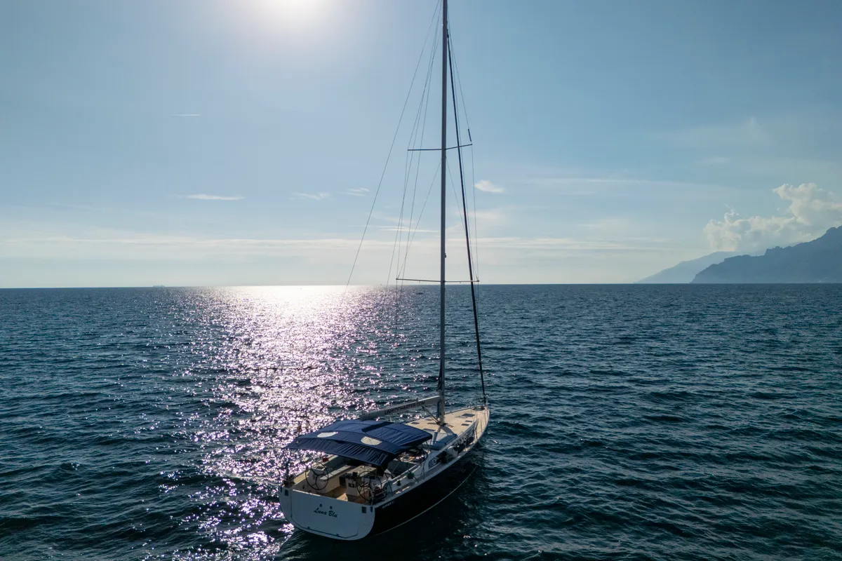 Exterior view of Luna Blu, a D&D Kufner 50 sailboat at Salerno, Italy