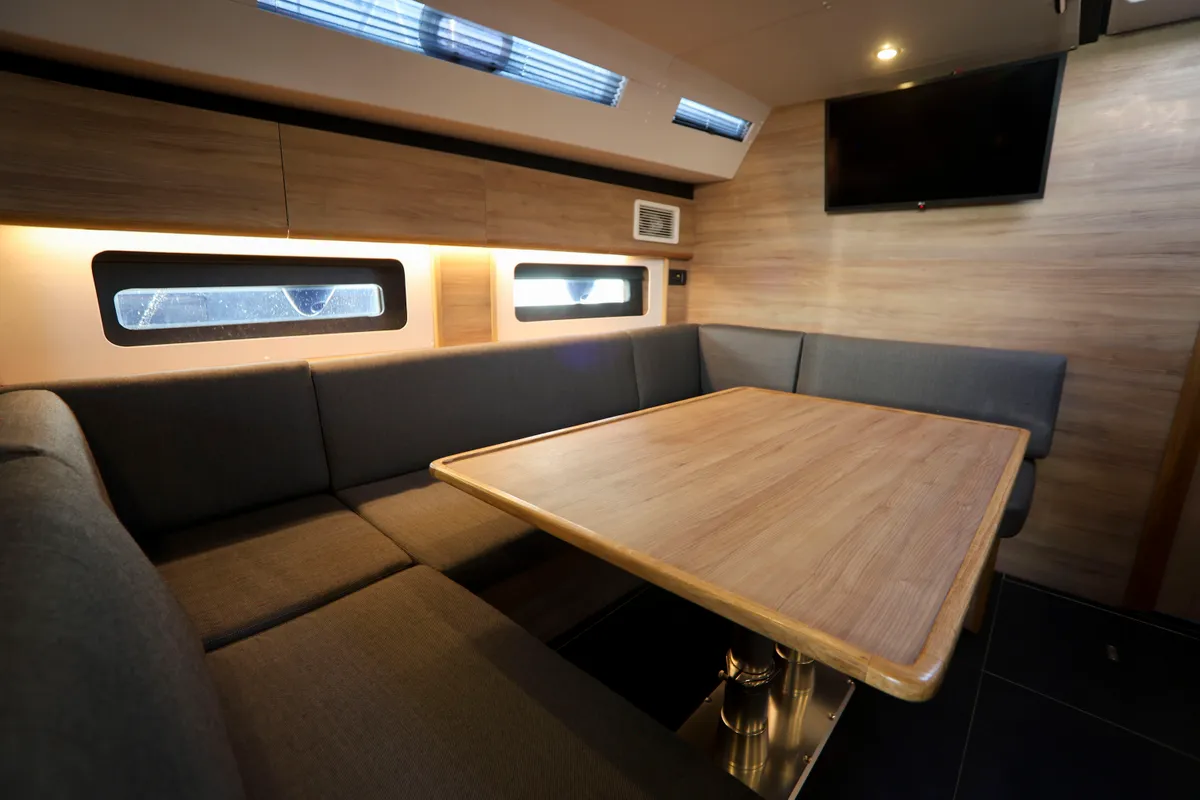 Salon of Luna Blu, a D&D Kufner 50 sailboat at Salerno, Italy
