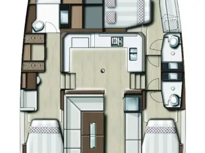 Floor plan of Dolce far niente, a Bali Catspace OW catamaran at Pirovac, Croatia