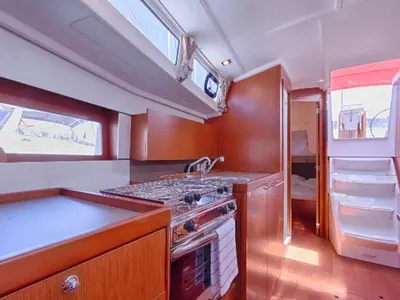 Galley of Mare Nostrum II, a Beneteau Oceanis 38.1 sailboat at Općina Marina, Croatia