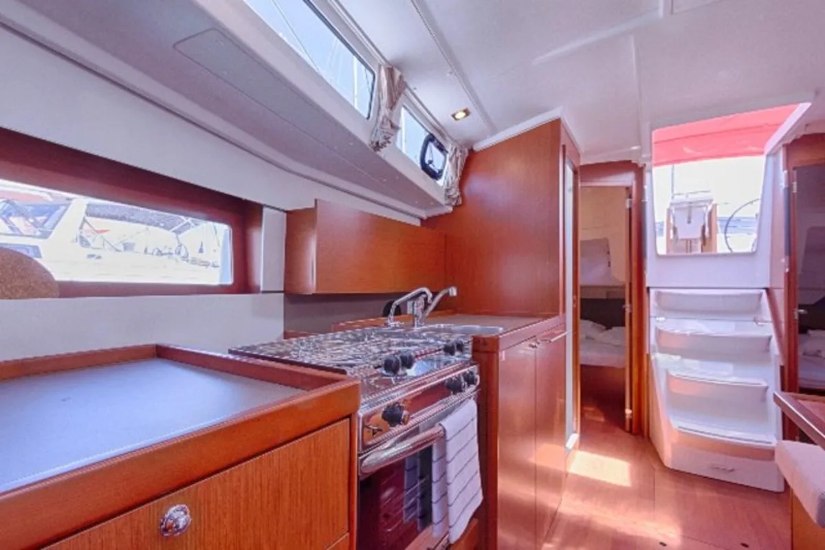 Galley of Mare Nostrum II, a Beneteau Oceanis 38.1 sailboat at Općina Marina, Croatia