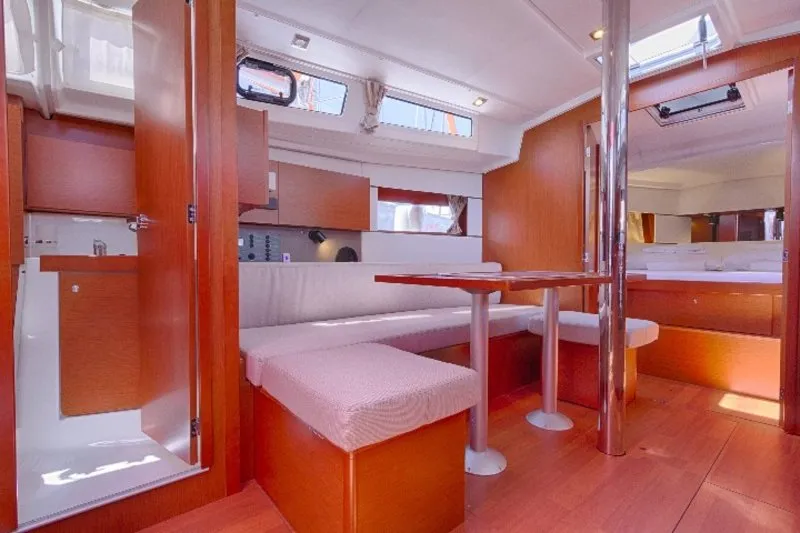Salon of Mare Nostrum II, a Beneteau Oceanis 38.1 sailboat at Općina Marina, Croatia