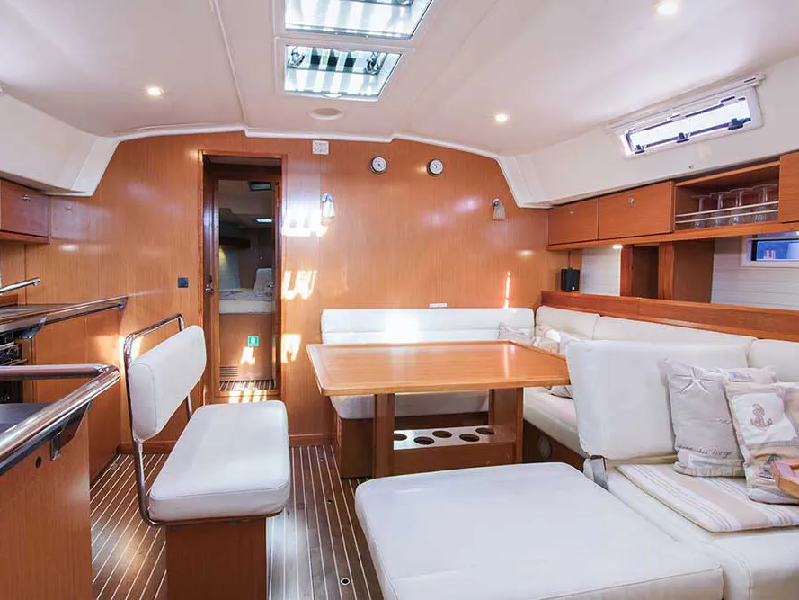 Salon of Destiny, a Bavaria Cruiser 45 sailboat at Kontokali, Greece