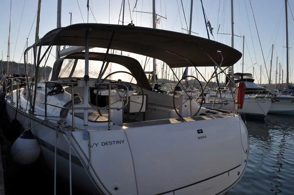 Destiny, a Bavaria Cruiser 45 sailboat at Kontokali, Greece