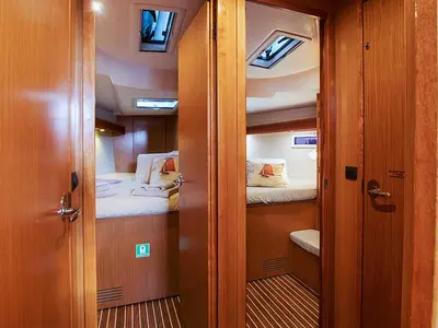 Salon of Destiny, a Bavaria Cruiser 45 sailboat at Kontokali, Greece