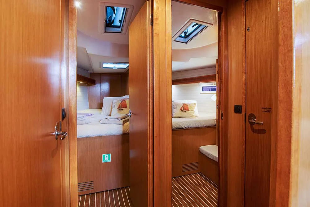 Salon of Destiny, a Bavaria Cruiser 45 sailboat at Kontokali, Greece