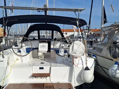 Deck of Papagena, a Bavaria C38 sailboat at Grad Šibenik, Croatia