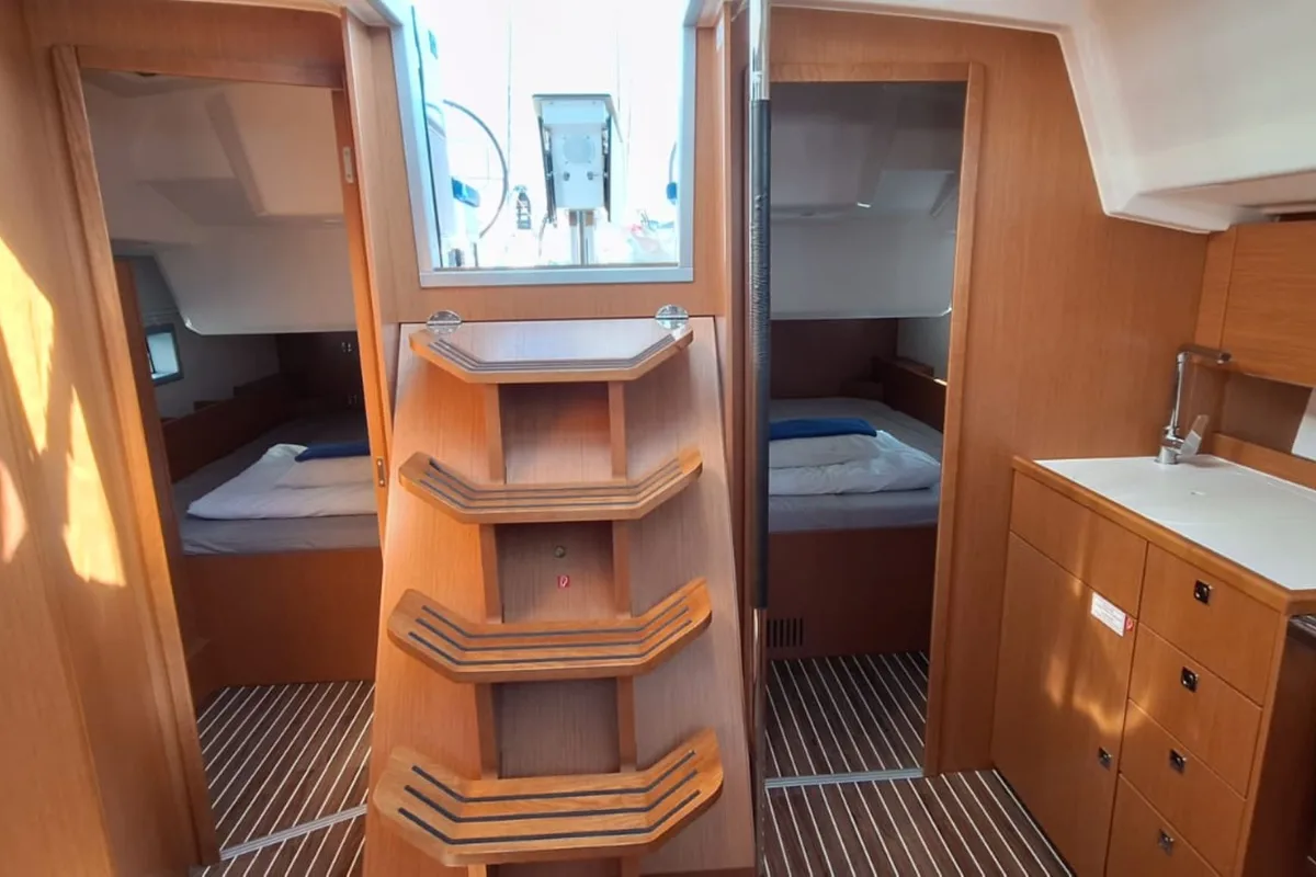 Cabin on Papagena, a Bavaria C38 sailboat at Grad Šibenik, Croatia