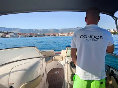 Cockpit of Michelangelo, a Chaparral 263 Sunesta motorboat at Split, Croatia