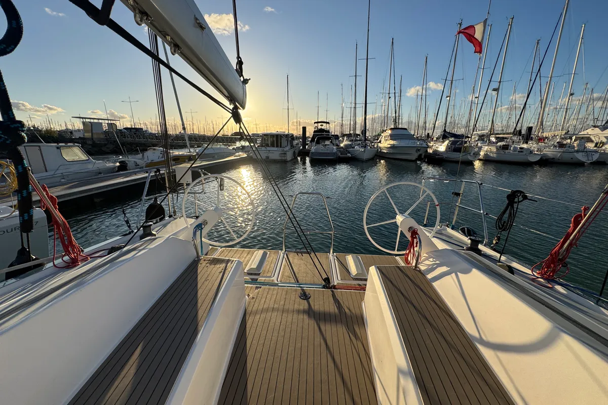 Cockpit of Xavier, a RM 1070 sailboat at La Rochelle, France