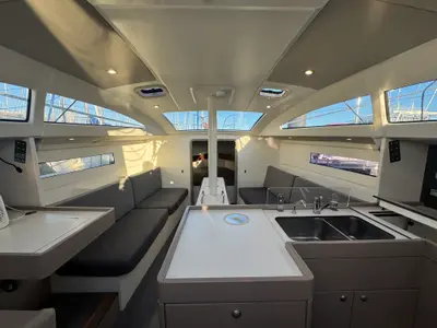 Salon of Xavier, a RM 1070 sailboat at La Rochelle, France