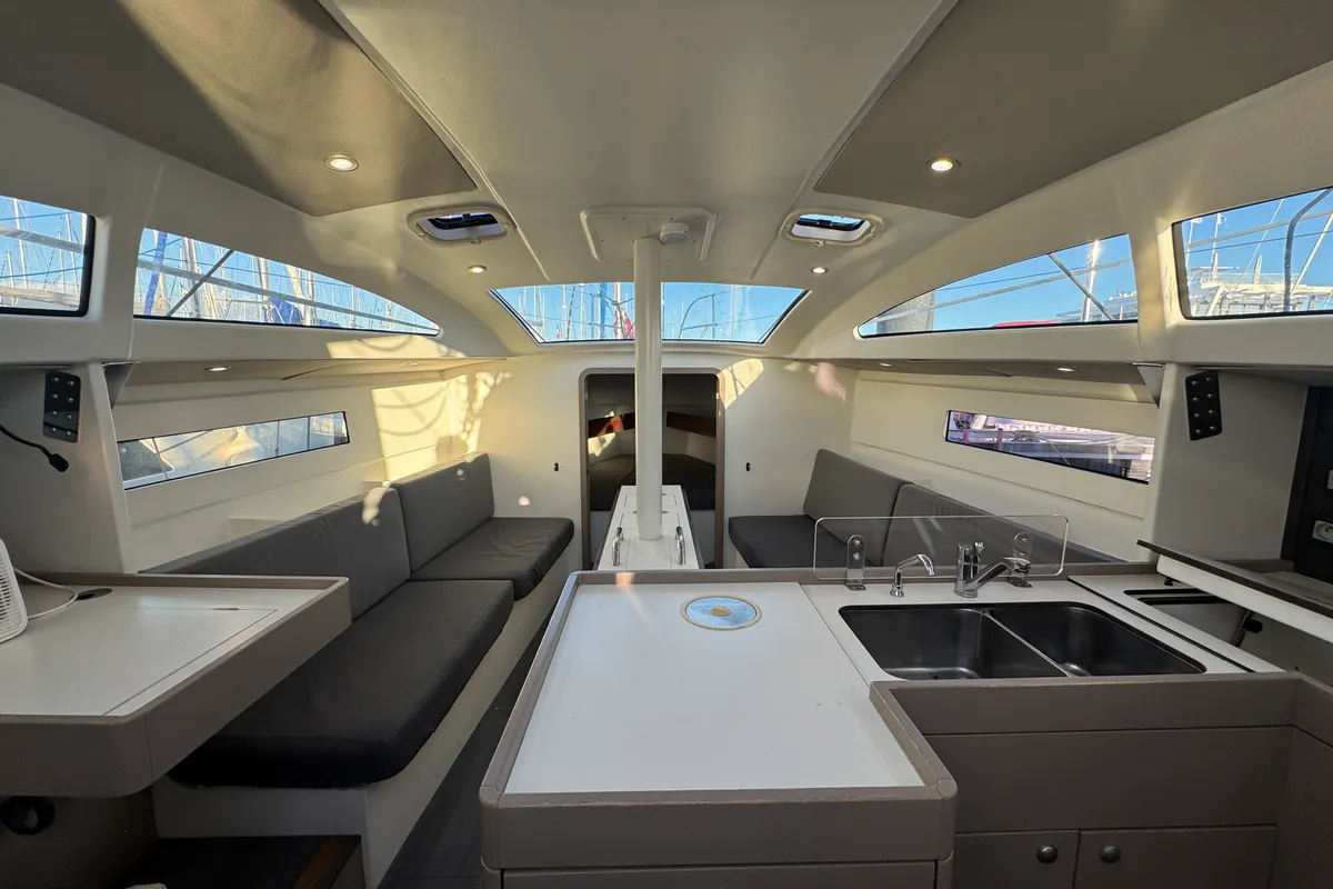 Salon of Xavier, a RM 1070 sailboat at La Rochelle, France