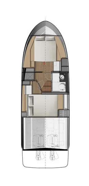 Floor plan of Feel the Beat, a Jeanneau NC 33 motorboat at Barth, Germany