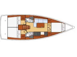Floor plan of Ánemos, a Beneteau Oceanis 38 sailboat at U Pàize/Carloforte, Italy