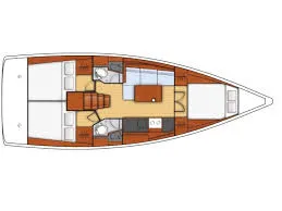 Floor plan of Ánemos, a Beneteau Oceanis 38 sailboat at U Pàize/Carloforte, Italy