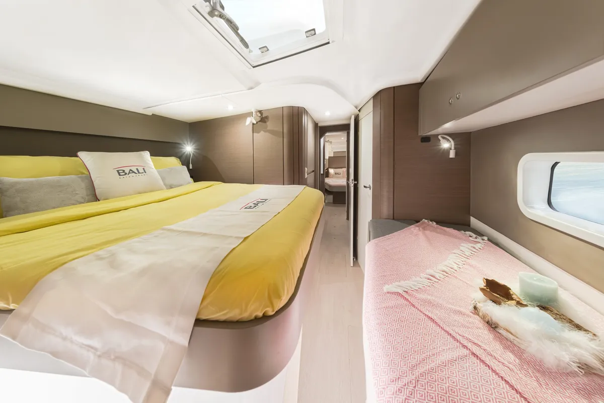 Cabin on Kanè, a Bali Catspace catamaran at Capo d'Orlando, Italy