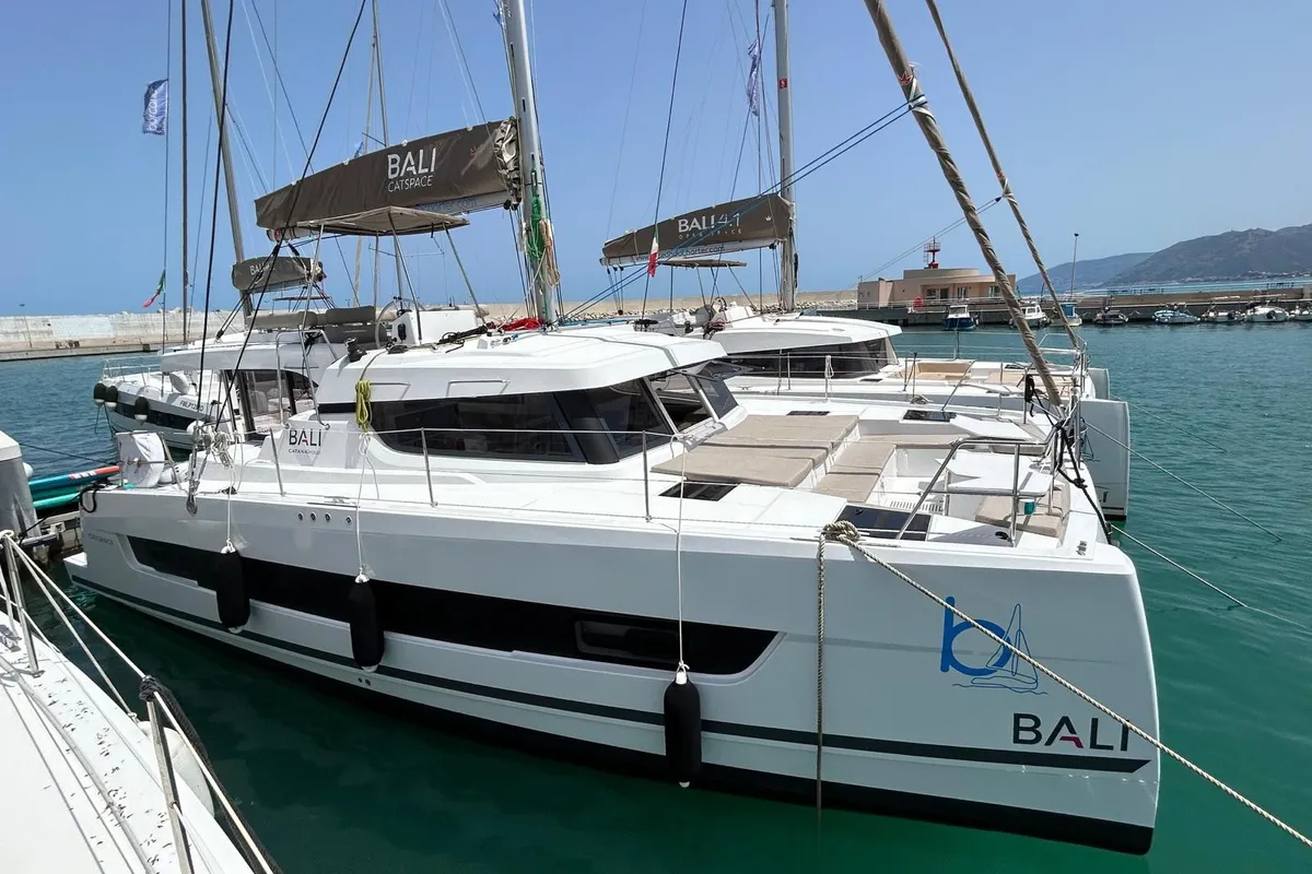 Exterior view of Kanè, a Bali Catspace catamaran at Capo d'Orlando, Italy