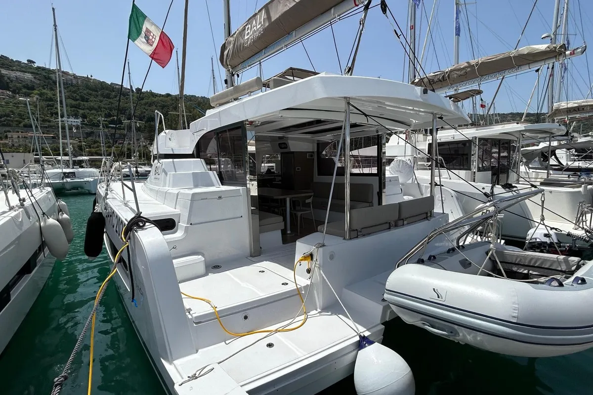 Exterior view of Kanè, a Bali Catspace catamaran at Capo d'Orlando, Italy
