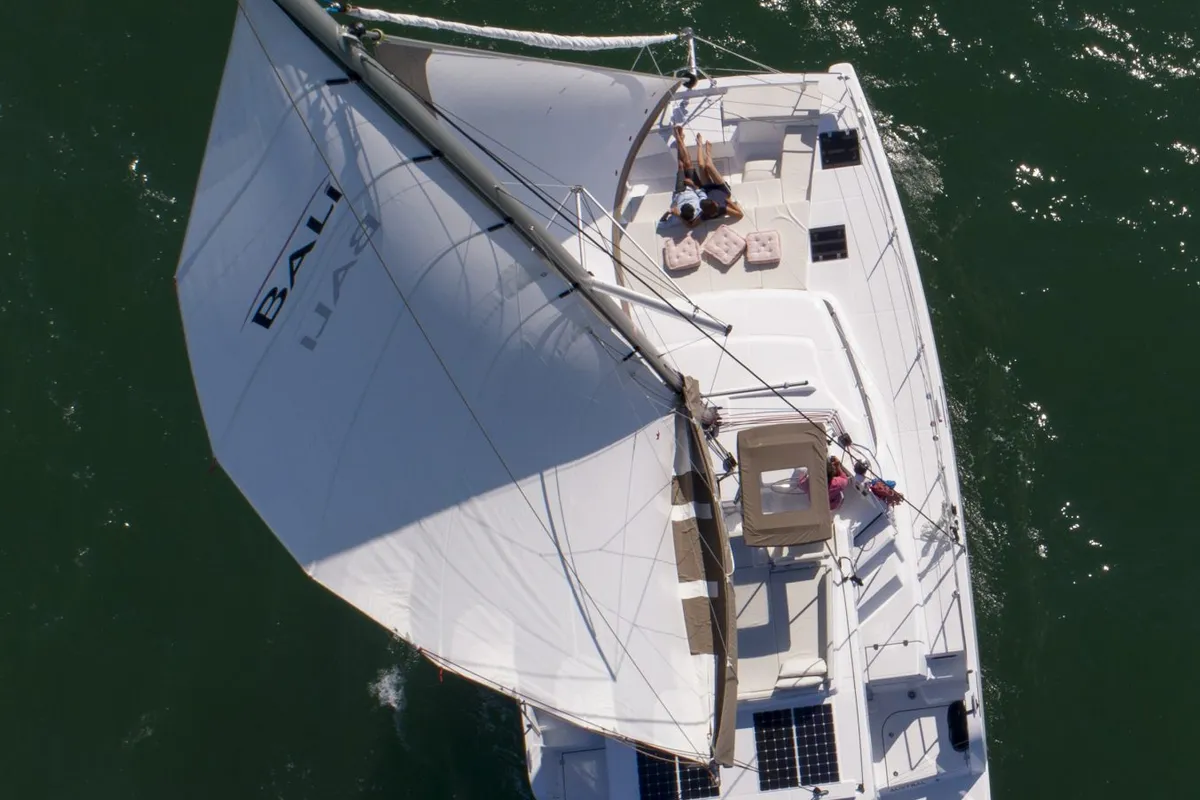 Exterior view of Kanè, a Bali Catspace catamaran at Capo d'Orlando, Italy