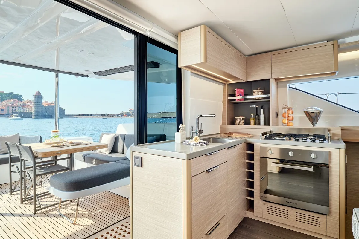 Galley of Princess Hana, a Lagoon 51 catamaran at Trogir, Croatia