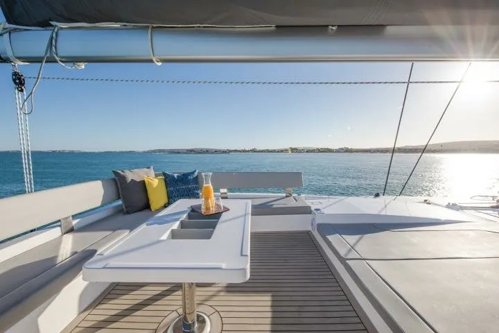 Deck of Hakuna Matata, a Leopard 50 catamaran at Marmaris, Turkey