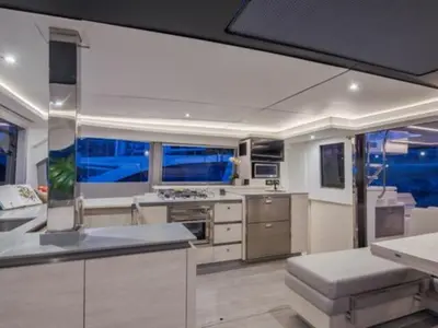 Galley of Hakuna Matata, a Leopard 50 catamaran at Marmaris, Turkey