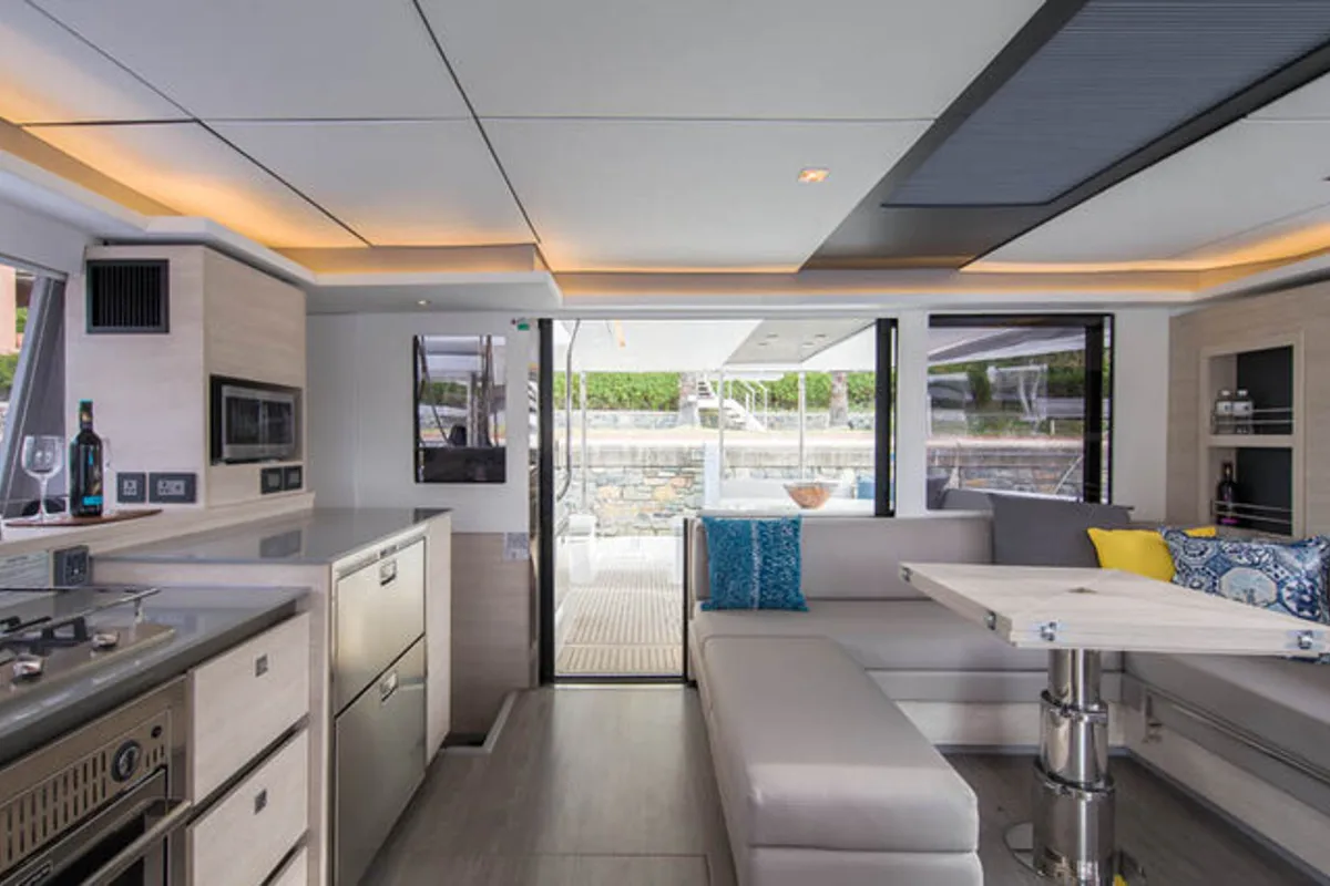 Galley of Hakuna Matata, a Leopard 50 catamaran at Marmaris, Turkey