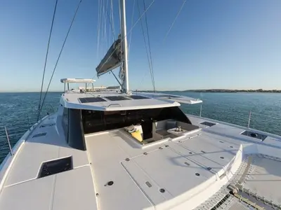 Deck of Hakuna Matata, a Leopard 50 catamaran at Marmaris, Turkey