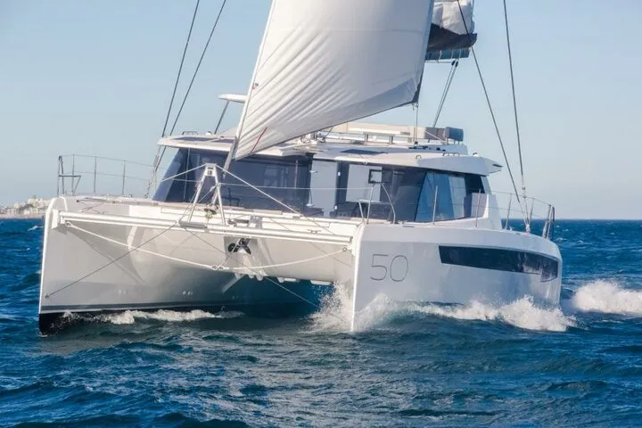 Exterior view of Hakuna Matata, a Leopard 50 catamaran at Marmaris, Turkey