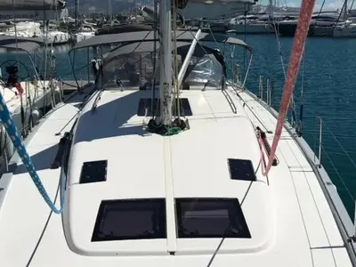 Deck of Solid White, a More 55 sailboat at Pula, Croatia