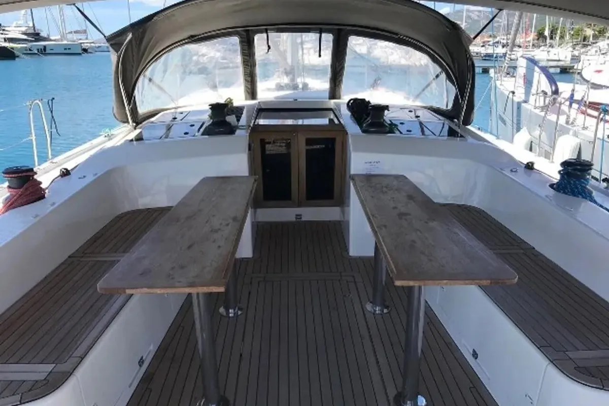 Deck of Solid White, a More 55 sailboat at Pula, Croatia