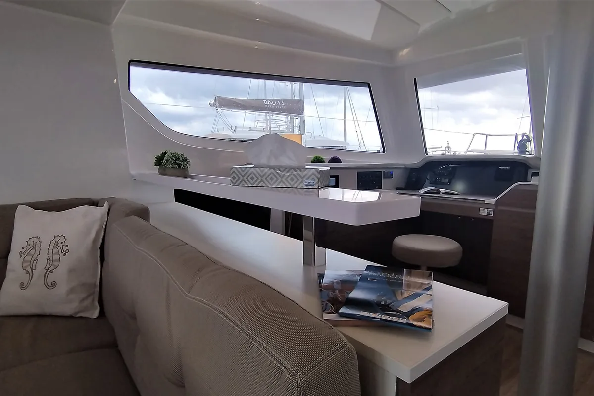 Galley of Tursiops, a Bali Catspace catamaran at Olbia, Italy