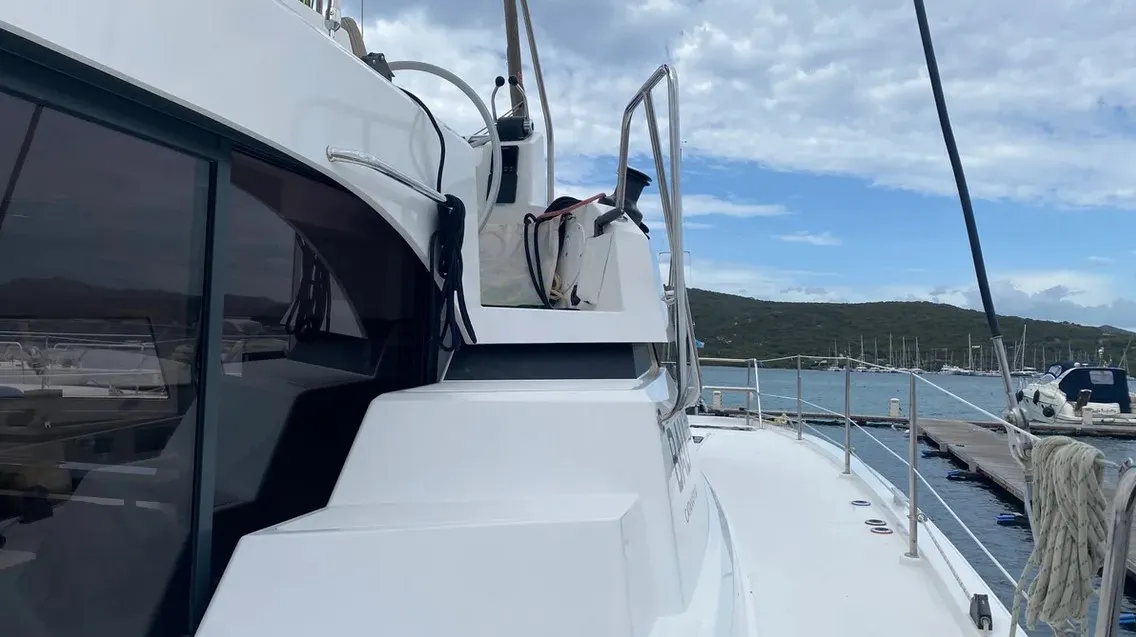Galley of Tursiops, a Bali Catspace catamaran at Olbia, Italy