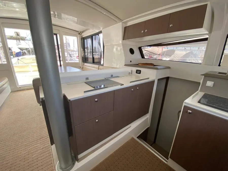 Galley of Nereida, a Bali 4.1 catamaran at Athens, Greece
