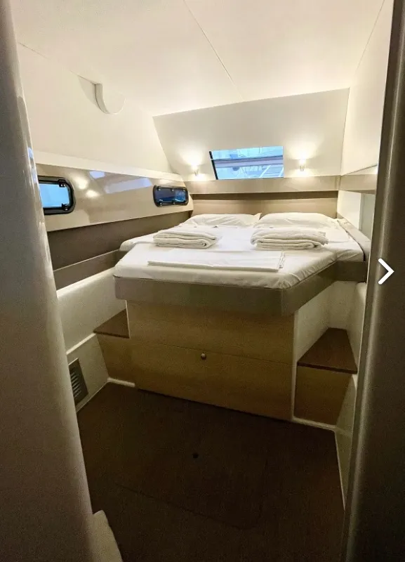 Cabin on Nereida, a Bali 4.1 catamaran at Athens, Greece